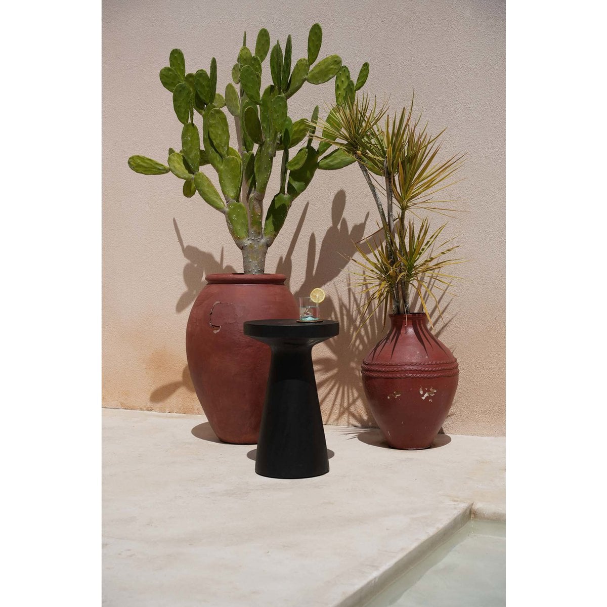 Suar Wood Side Table - Black Modern Accent Table