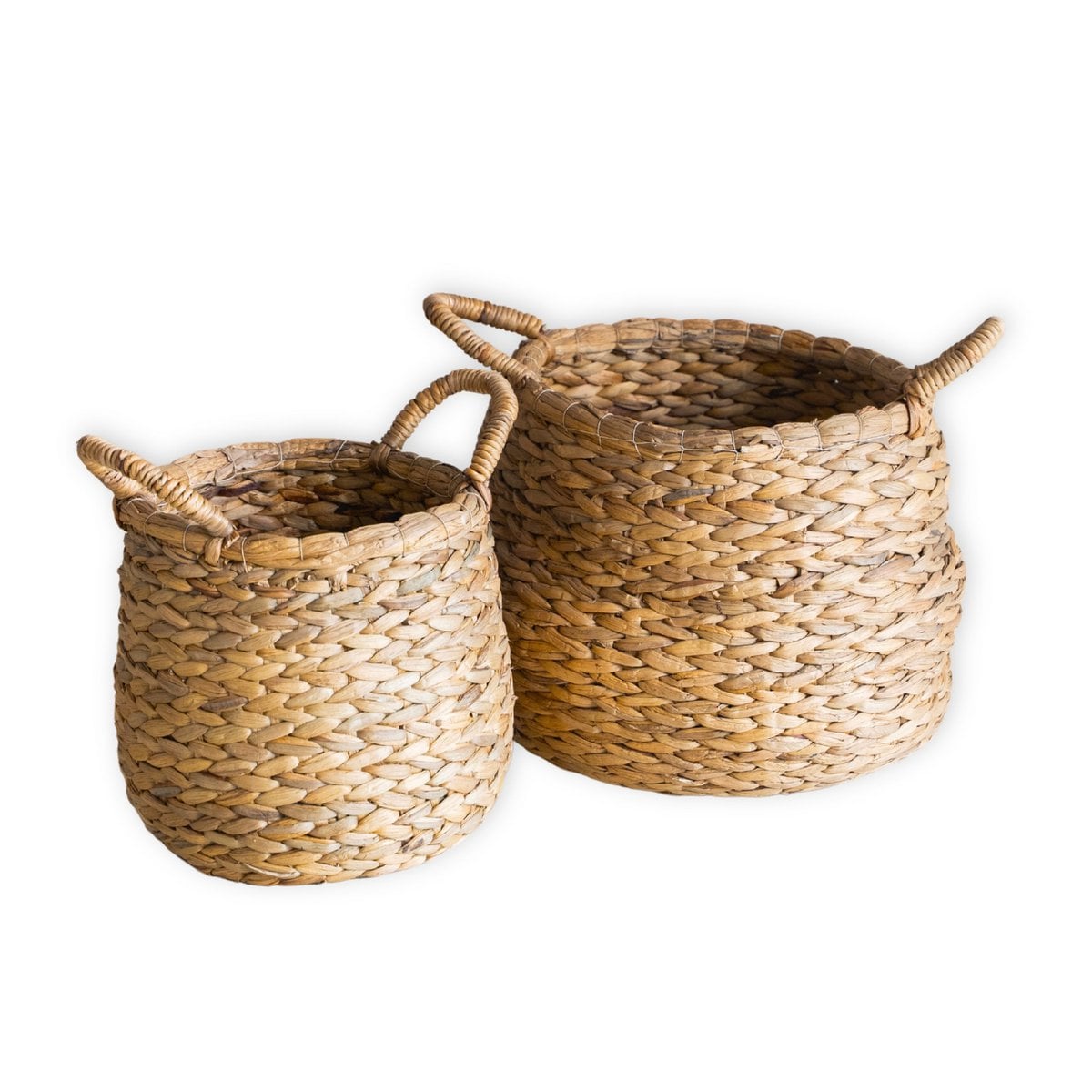 Round Woven Laundry Basket – Bulbous Boho Hamper – Natural Plant Basket – Large Water Hyacinth Storage Basket (2 sizes) CITRA