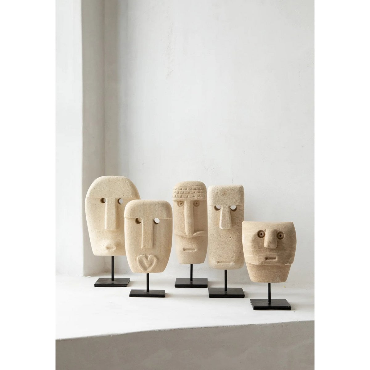 Sumba Stone Statue on Stand - Hand Carved Indonesian Decor