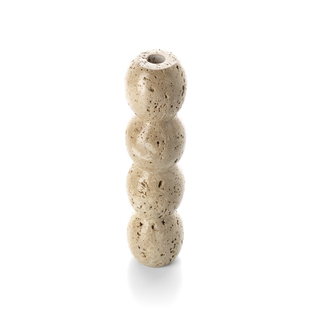 Travertine Taper Candle Holder – Beige Totem Style, Large