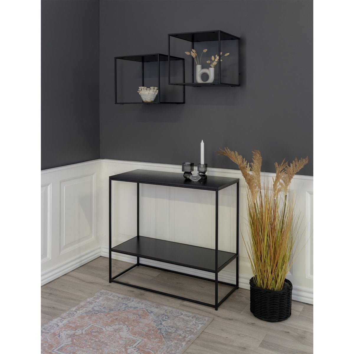 Vita Wall Shelf - black, steel, 36x36x36cm