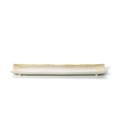 Ceramic Serving Platter - Long White Honey Plate for Sushi