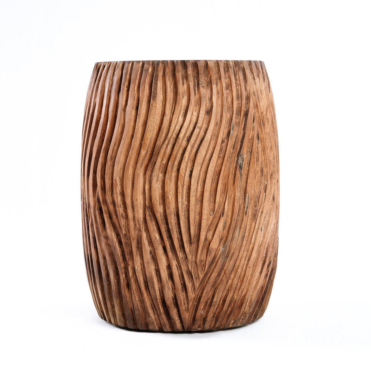 Natural Wood Stool - Hand Carved Accent Stool or Side Table