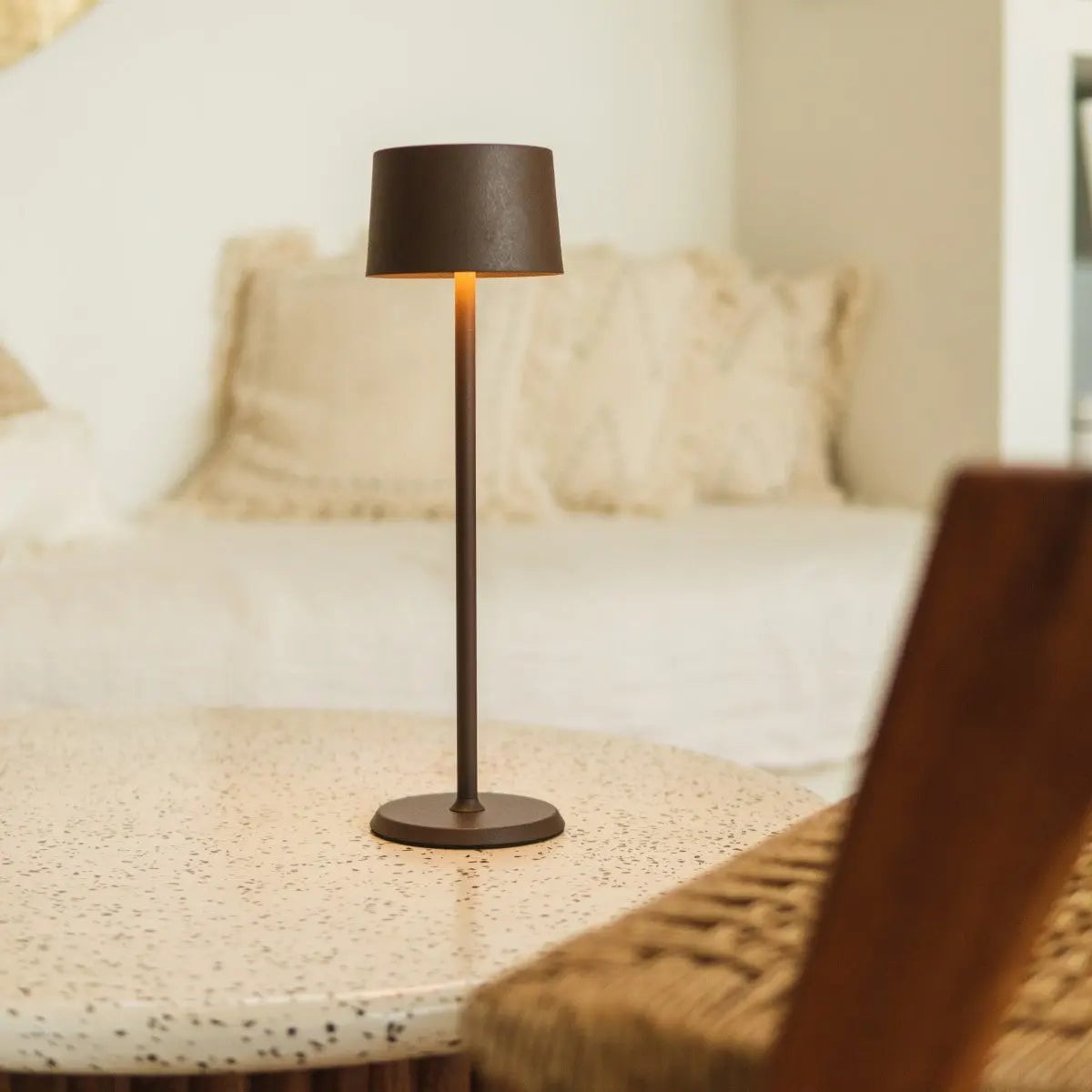David Mocha Brown Rechargeable Table Lamp 2 in 1 with Adjustable Height | Dimmable & Cordless
