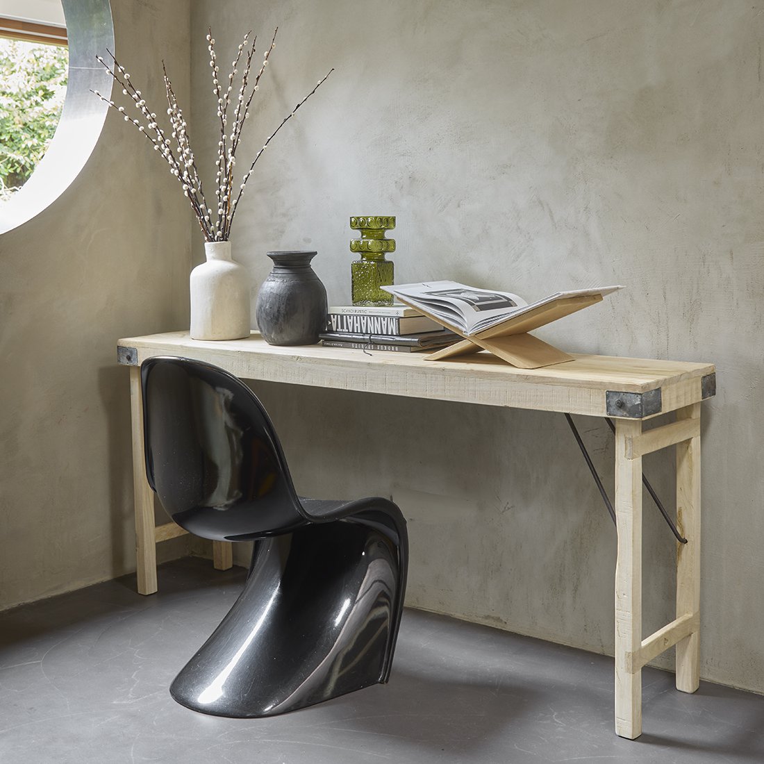 Limewash Console Table Foldable | Wall Table | Raw Materials