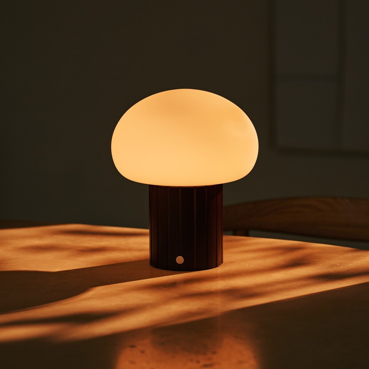Cordless Table Lamp - Dark Brown Rechargeable Lamp with Glass Shade