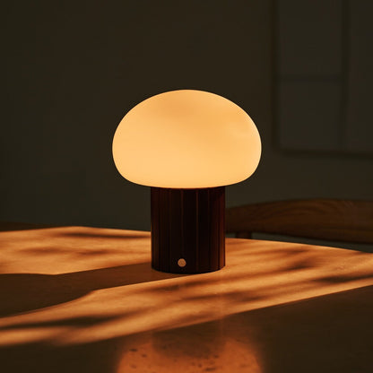 Cordless Table Lamp - Dark Brown Rechargeable Lamp with Glass Shade