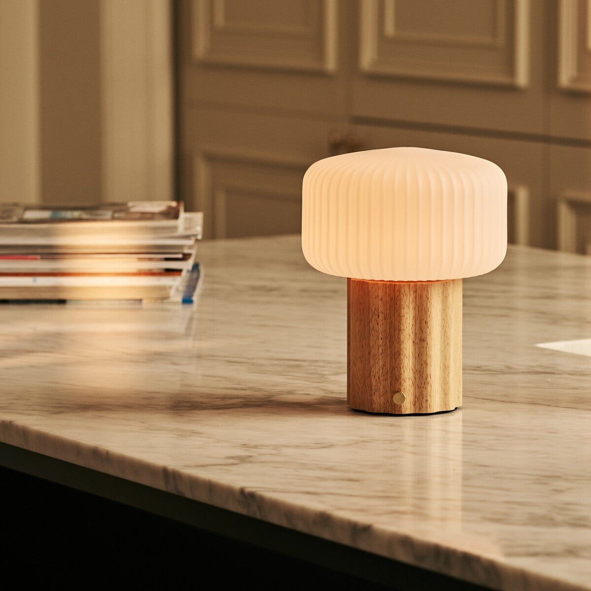 Rechargeable Table Lamp - Light Brown Cordless Lamp with 3 Modes