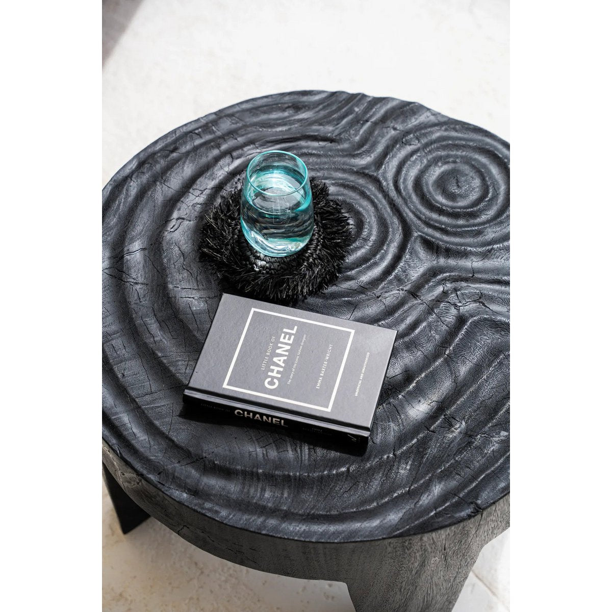 Posavasos con Flecos de Rafia - Negro