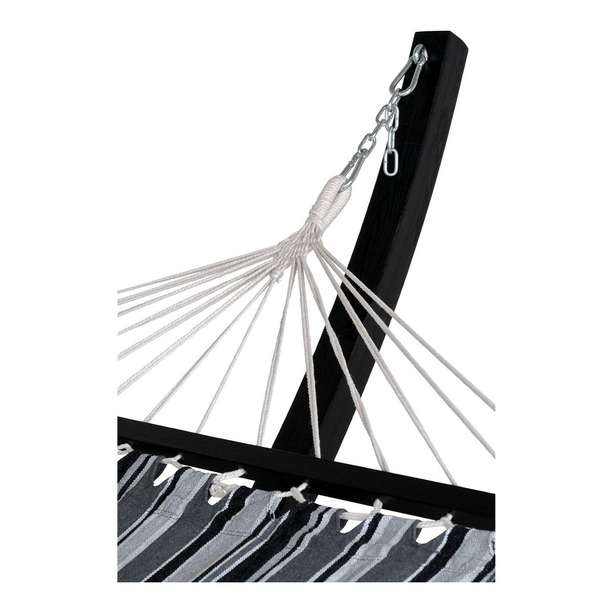 Larch Wood Hammock - Outdoor Polyester Cotton Blend, 320 cm - Gray & Black