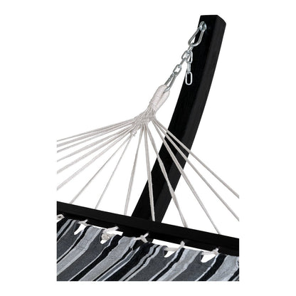 Larch Wood Hammock - Outdoor Polyester Cotton Blend, 320 cm - Gray & Black