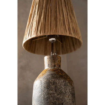 Terracotta Table Lamp - Antique Grey Natural Patterned Base