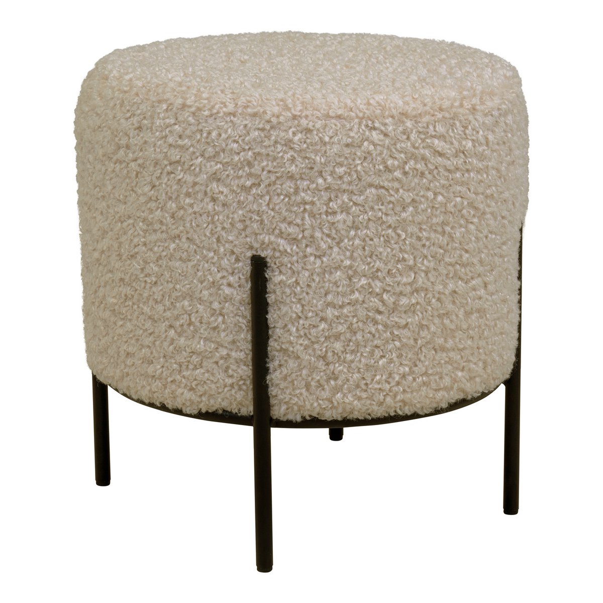 Alford Pouf - Grey-Brown, Artificial Lambskin, 35.5x37cm