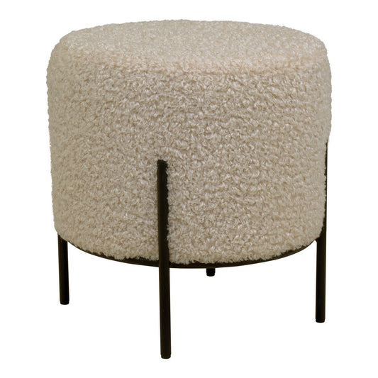 Alford Pouf - Grey-Brown, Artificial Lambskin, 35.5x37cm