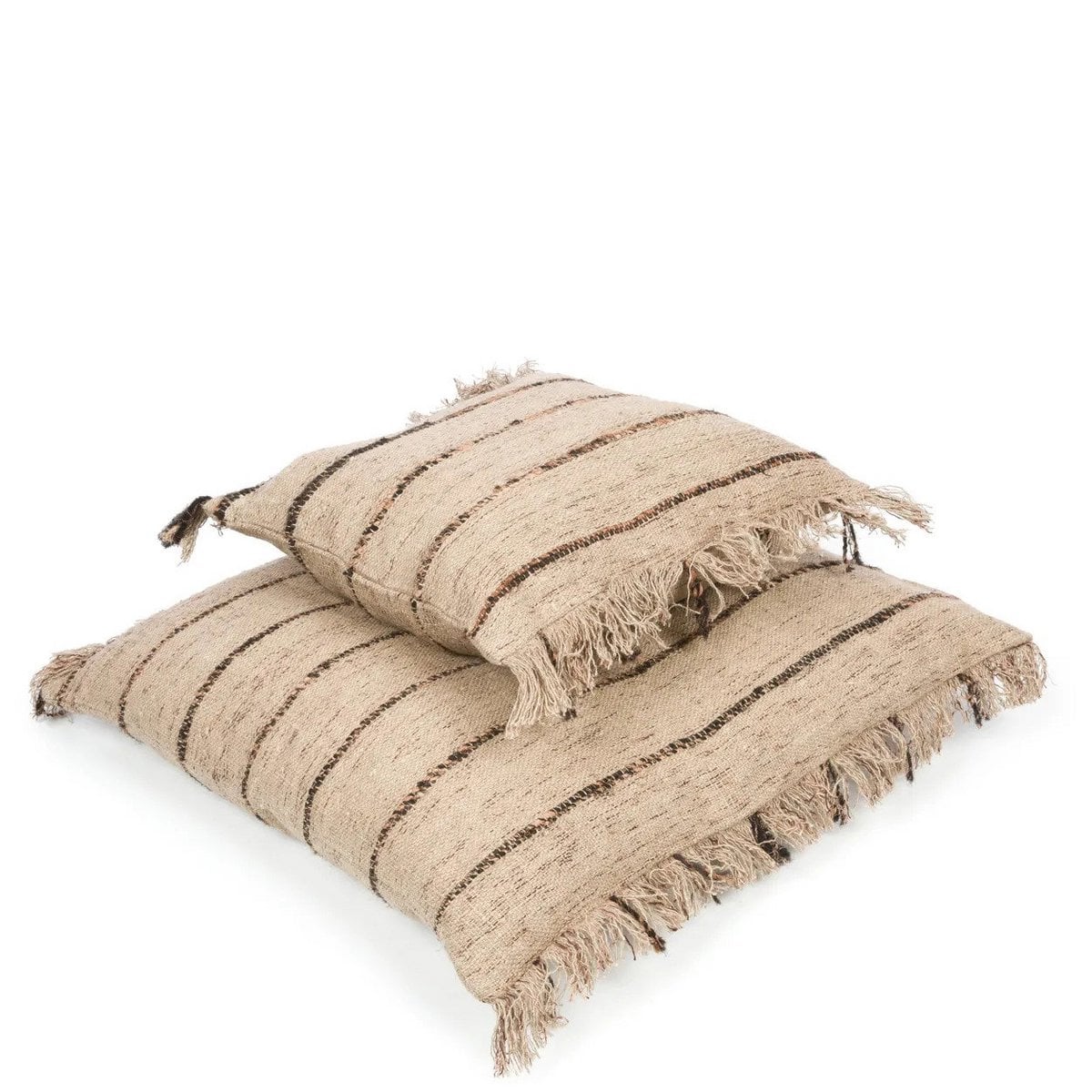 Cotton Boho Cushion Cover - Beige & Black - 40x40 cm