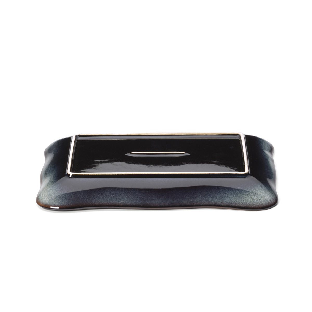 Ceramic Rectangular Plate - Grey Brown Lotus Ice Dinner Plate, L