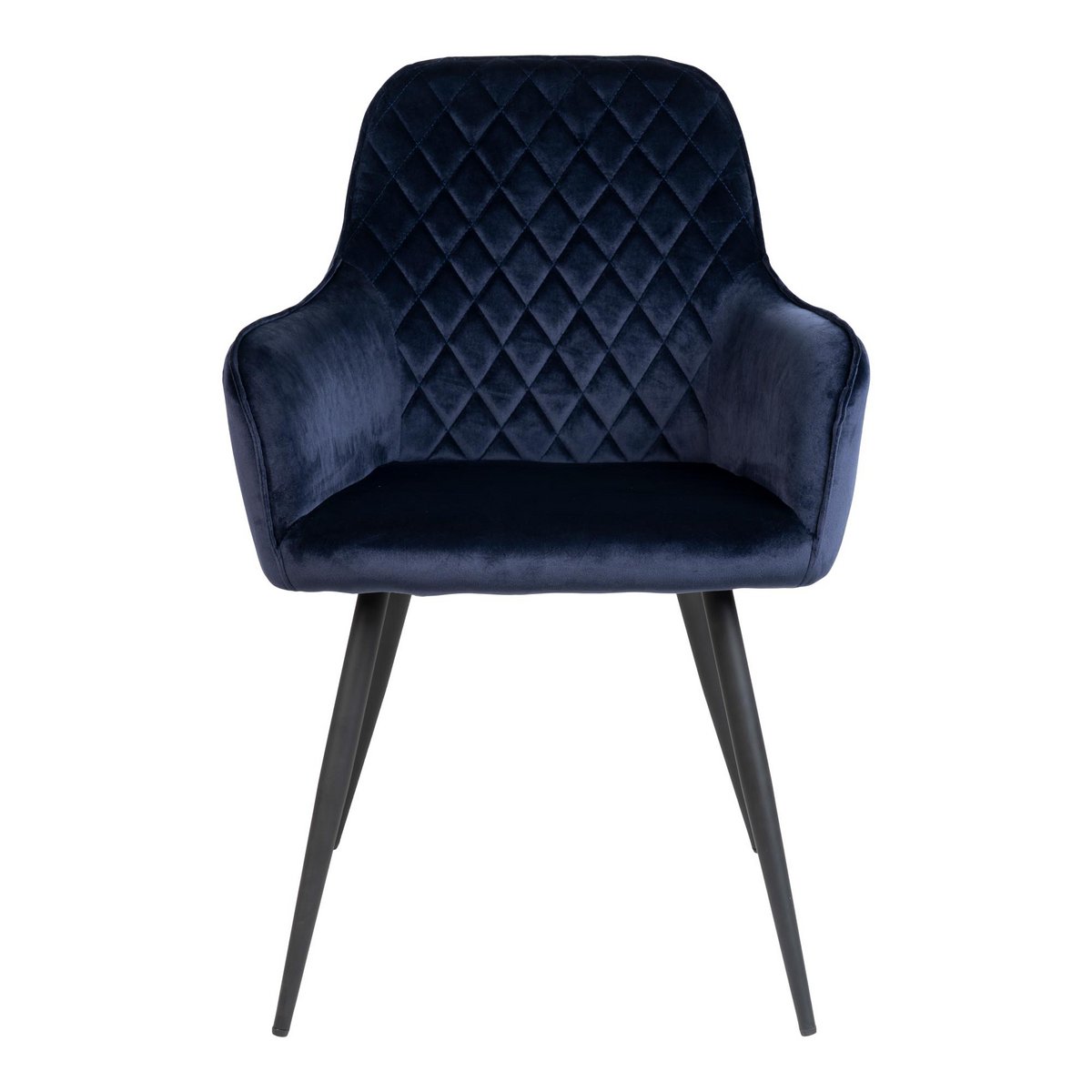 Harbo Dining Chair - Blue, Velvet, Black Metal Legs - Set of 2