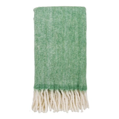 Wool Throw Blanket Green - Carmel Plaid, Soft Cozy Plaid 130x170 cm
