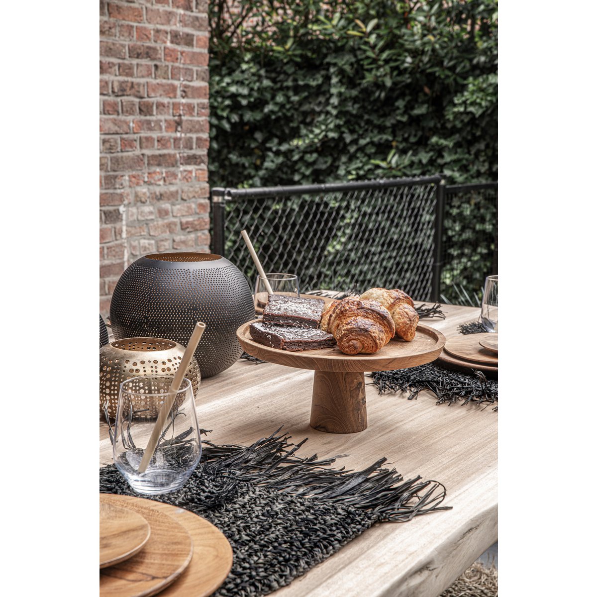 Brass Tea Light Holder - Pierced Ball Design - Black and Gold - Large