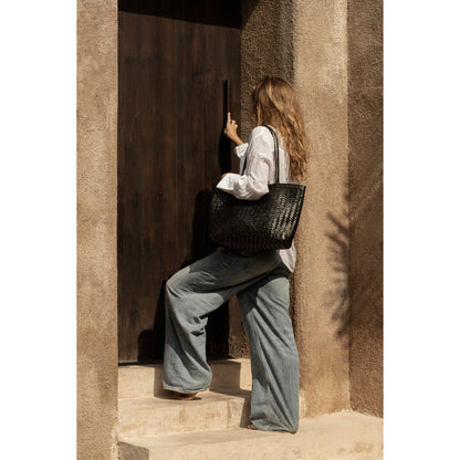Black Leather Shopper Bag - Handmade Execu-Shopper