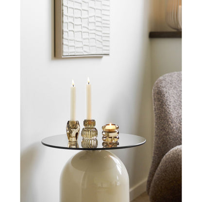 Candle holder, glass, smoked brun, set of 3