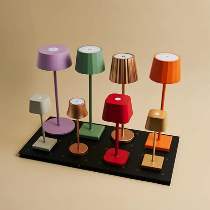 Combi Set Professional | 8 x Wouter Mocha Brown Rechargeable Table Lamps & 1 x Central StationCharging Station