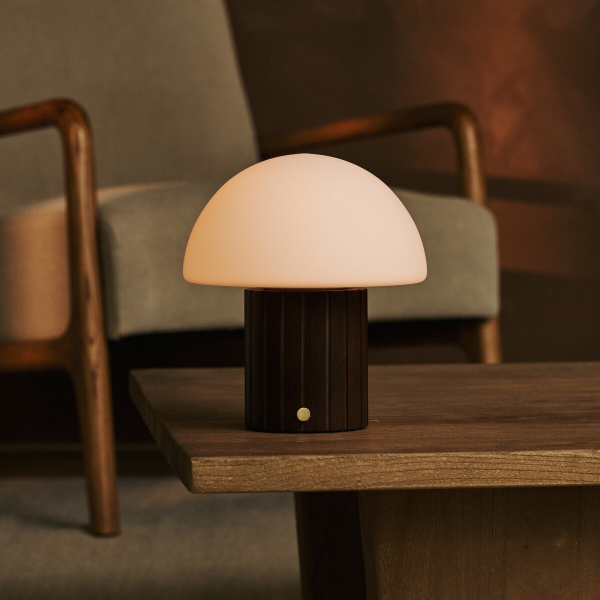 Dark Brown Rechargeable Table Lamp Dimmable with Modular Lampshade