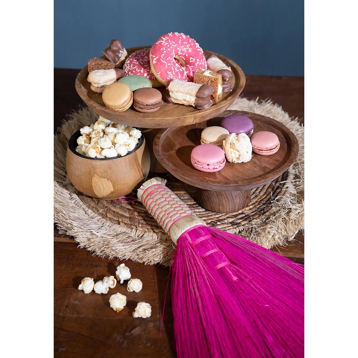 Teak Root Cake Stand - Small, Natural Teak Wood Display