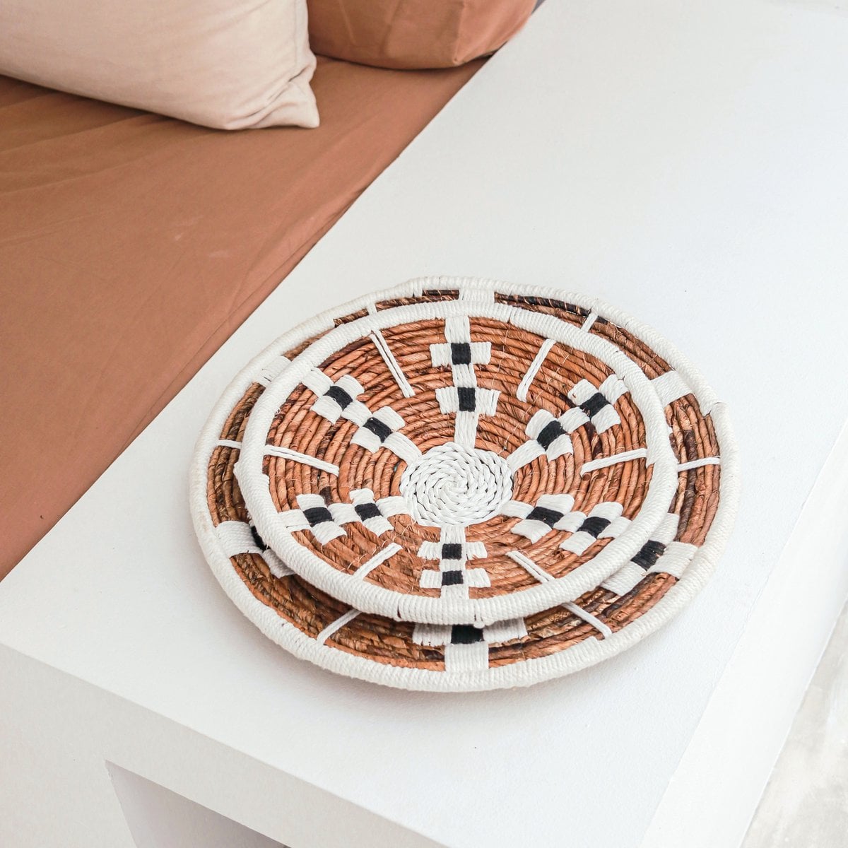 Banana Fiber Boho Wall Basket – Round Decor Bowl, Two Sizes