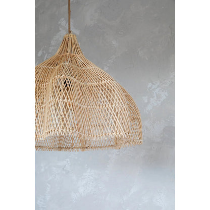 Rattan Pendant Light - Natural Handwoven Hanging Lamp - Medium