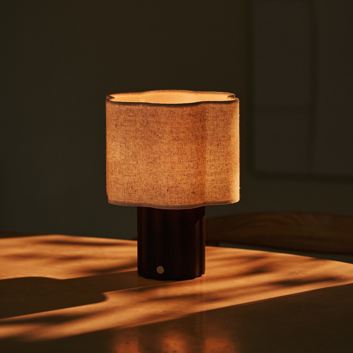 Bianca Dark Brown Rechargeable Table Lamp | Stylish, Functional & Linen Blend