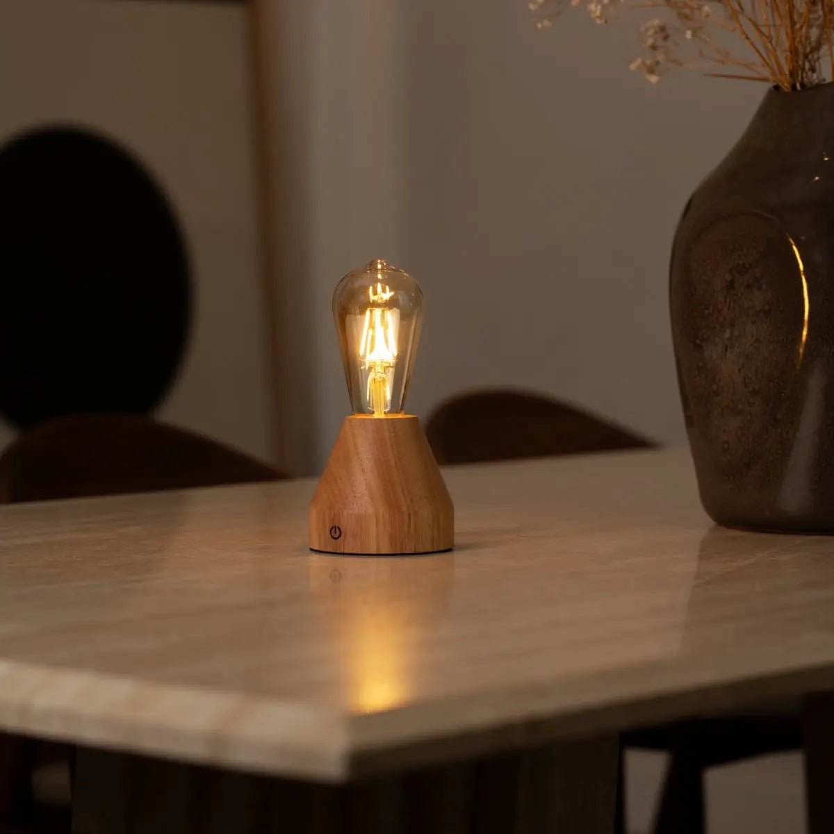 Zavi Light Brown Rechargeable Table Lamp | LED, Cordless & 80-Hour Battery Life