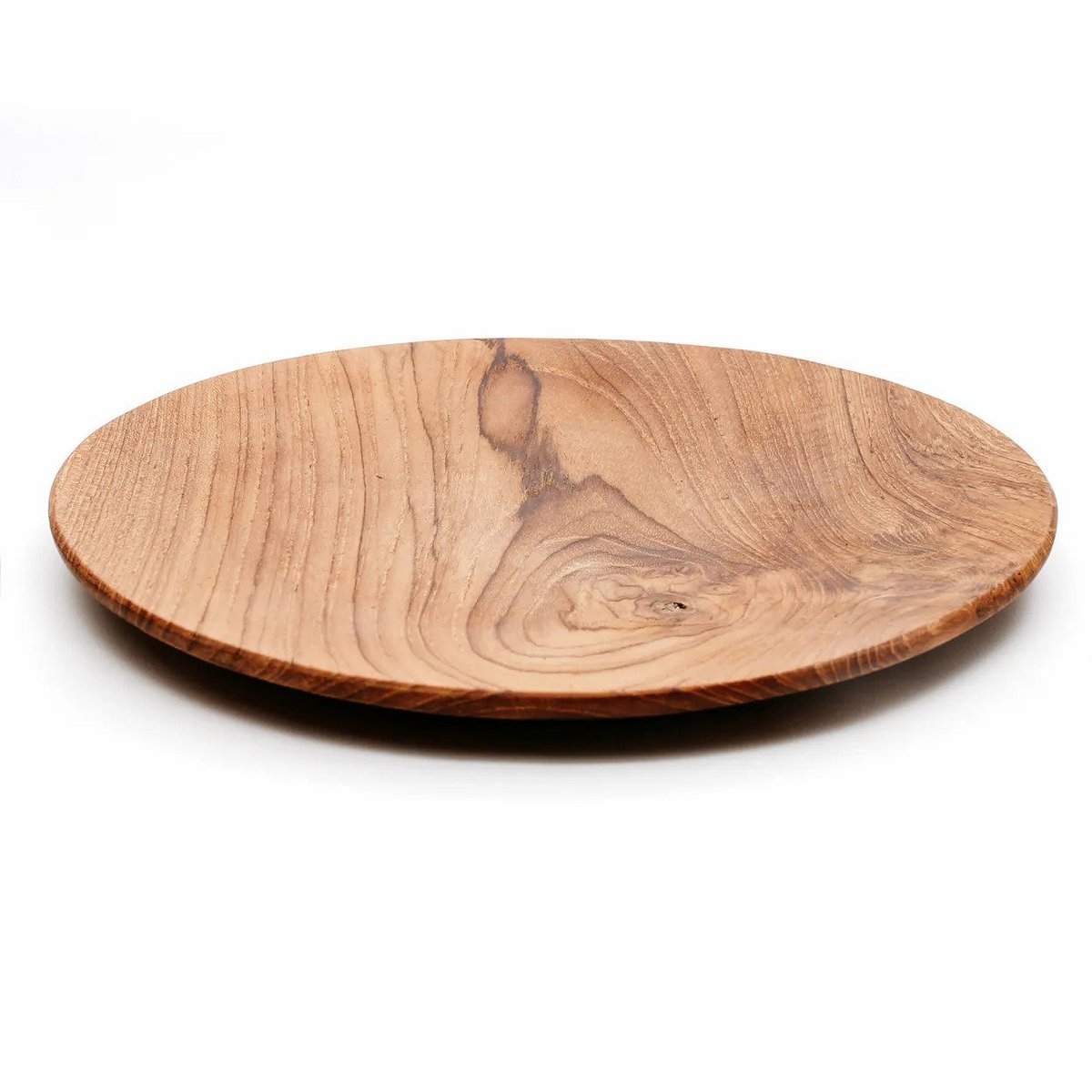 Teak Wood Plate - Round Serving Plate, Large 30cm