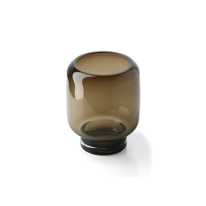 Brown Glass Cube Vase - Small Smoky Accent Vase for Home Decor
