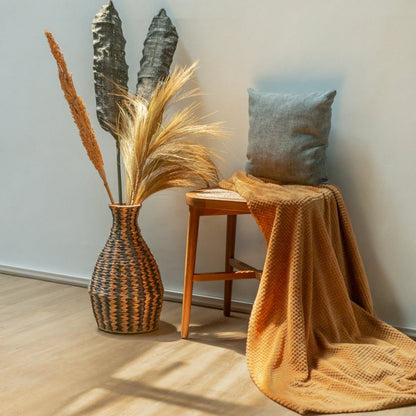 Woven Boho Vase DAYANA black made from Water Hyacinth
