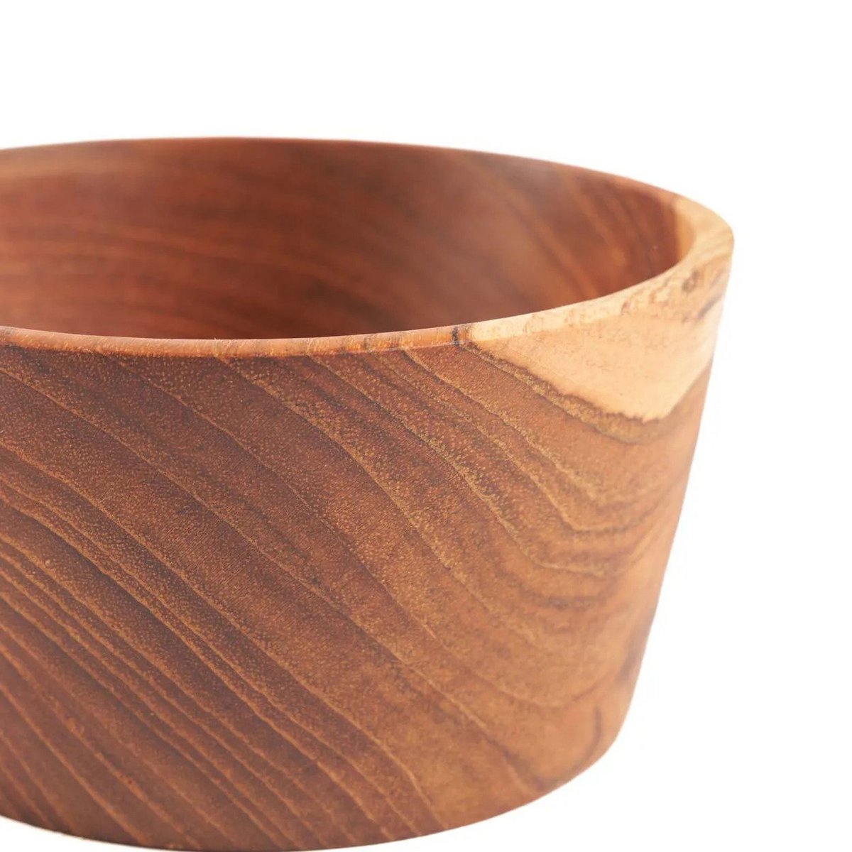 Teak Snack Bowl - Natural Wood Popcorn Bowl for Movie Nights