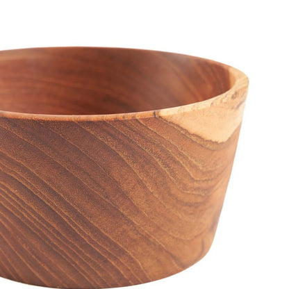 Teak Snack Bowl - Natural Wood Popcorn Bowl for Movie Nights