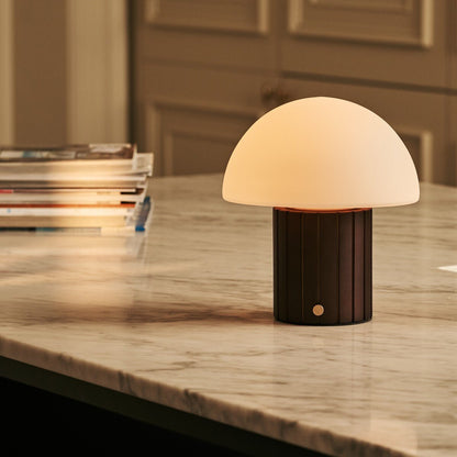 Dark Brown Rechargeable Table Lamp Dimmable with Modular Lampshade