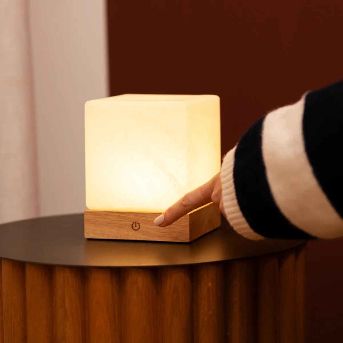 Yce Light Brown Cordless Wooden Lamp | Rechargeable, Dimmable & 100-Hour Battery Life