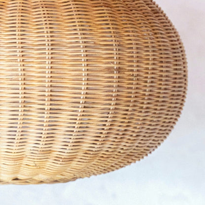 Grand abat-jour en rotin – Luminaire suspendu rond Boho – Lampe hanging en rotin fait main – Abat-jour en fibre naturelle tissée (Ø 56 cm) ANJANI