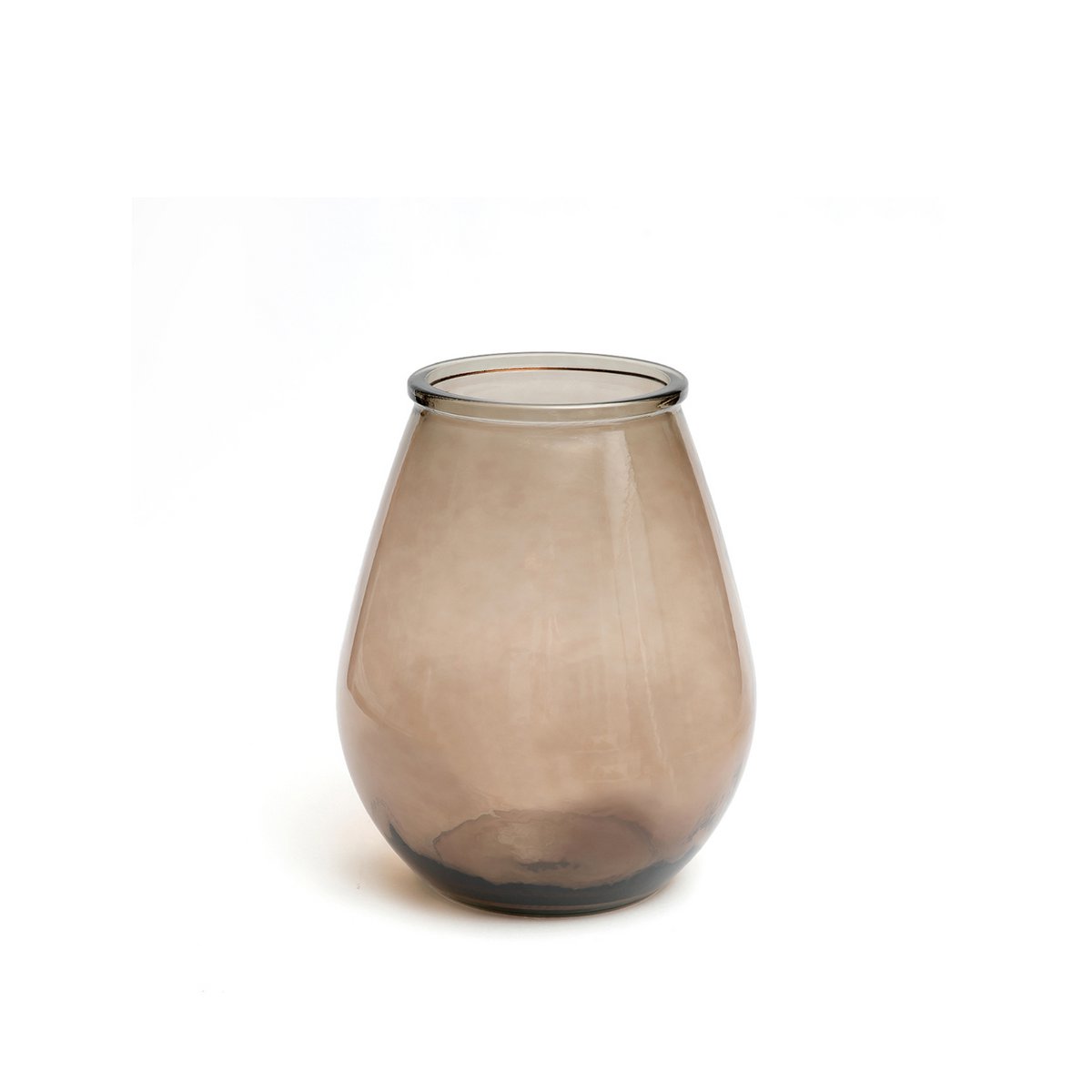 Recycled Glass Vase - Beige Decorative Vase for Flowers, Medium