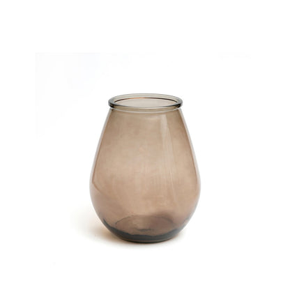 Recycled Glass Vase - Beige Decorative Vase for Flowers, Medium