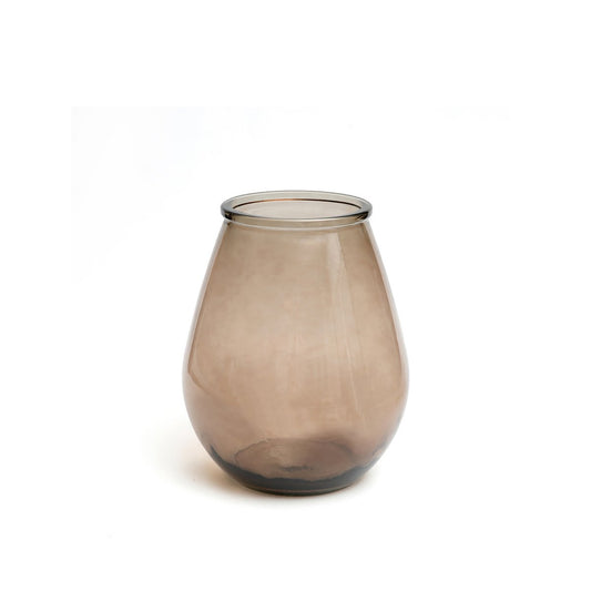 Recycled Glass Vase - Beige Decorative Vase for Flowers, Medium