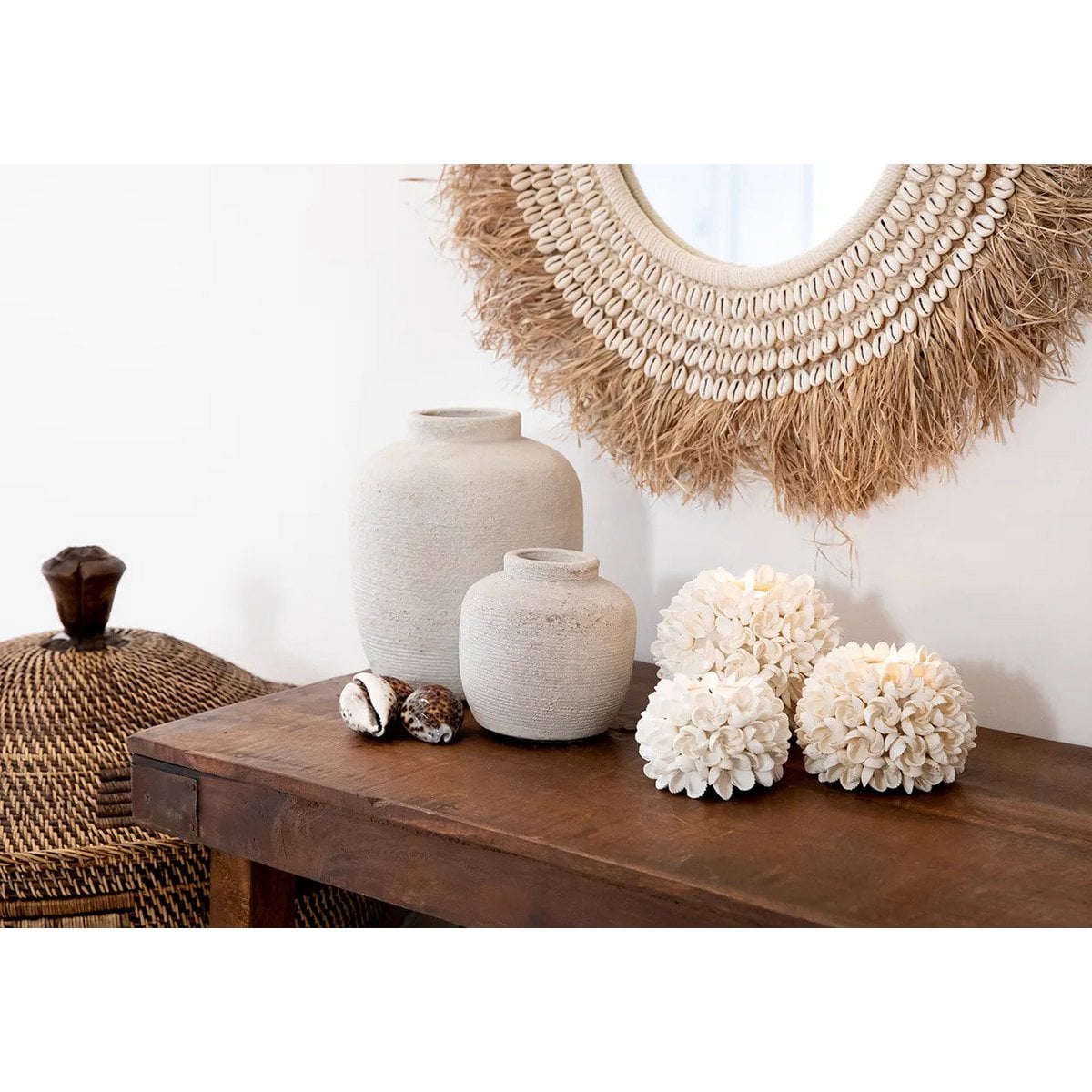 Seashell Tea Light Holder - Flower Power Design, Large