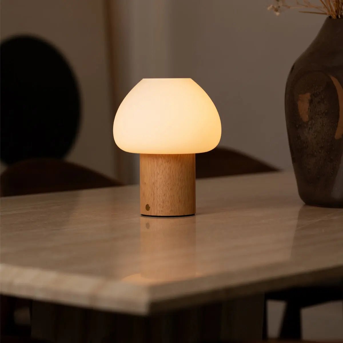 Fynn Light Brown Wooden Lamp | Rechargeable, Dimmable & Stylish