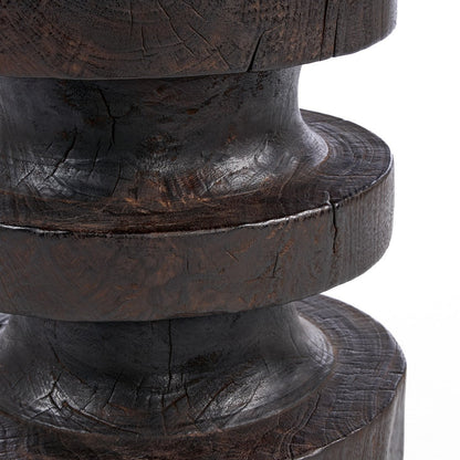 Walnut Wood Side Table - Modern Accent Table with Tiered Rings