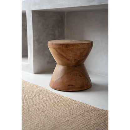 Suar Wood Stool - Natural Brown Accent Stool or Side Table