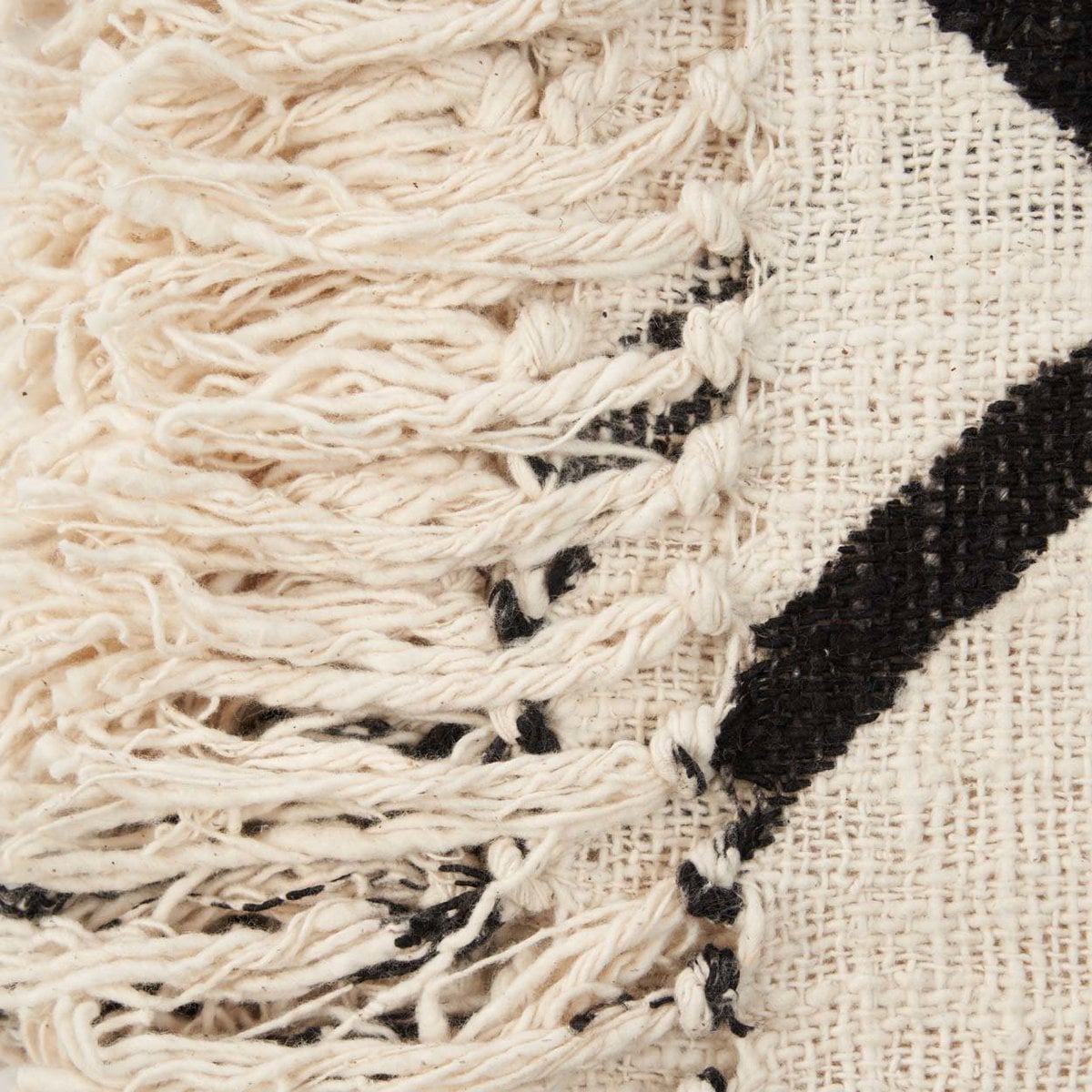 Cotton Bed Throw - Natural Black Evil Eye Design