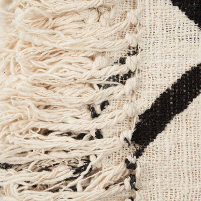 Cotton Bed Throw - Natural Black Evil Eye Design