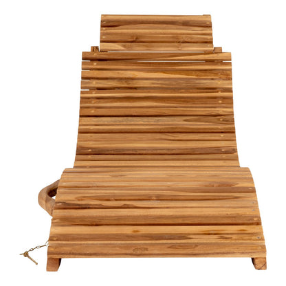 Teak Sunlounger - Natural Wood Outdoor Lounger - 160x50 cm